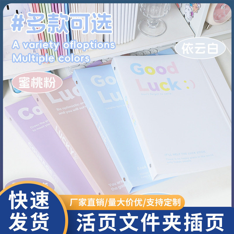 ins风浅蓝英文绑带A4大容量试卷