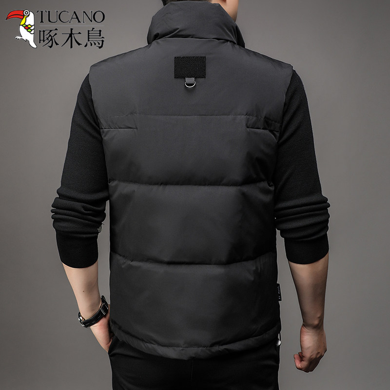 딱따구리 남자 다운 조끼 가을 겨울 남자 따뜻한 조끼 화이트 오리 다운 재킷 겨울 자켓 남자 유행