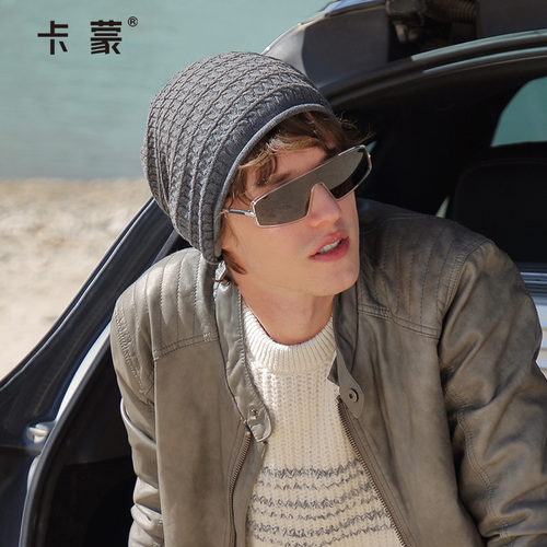 时尚风卷边全棉户外保暖毛线帽