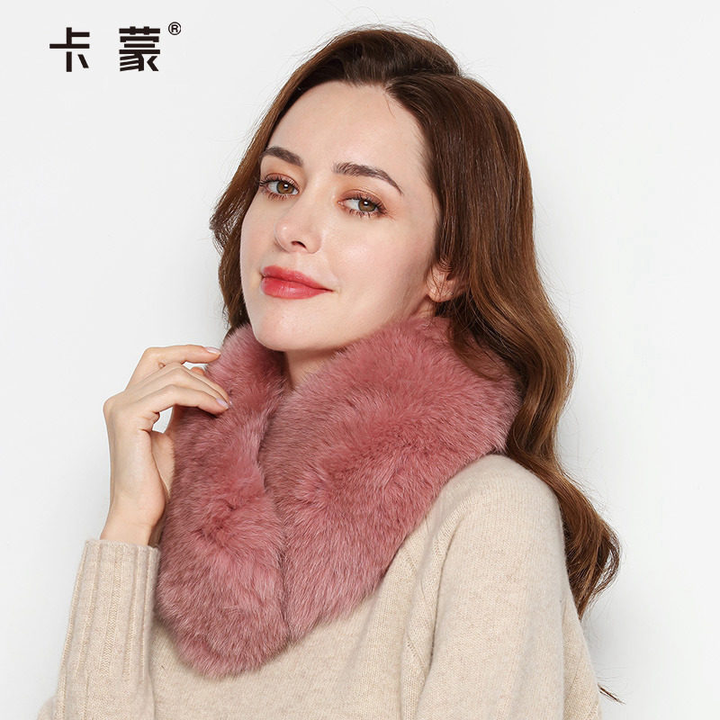 卡蒙狐狸毛围脖女士短款真毛围脖填充保温棉保暖脖套户外防寒围巾