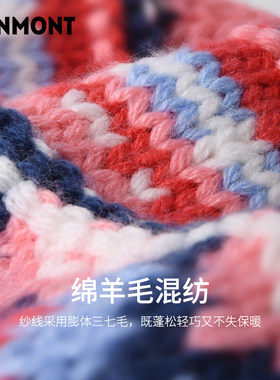 卡蒙针织提花毛球毛线帽女童秋冬加绒保暖羊毛帽子围脖2件套6-9岁
