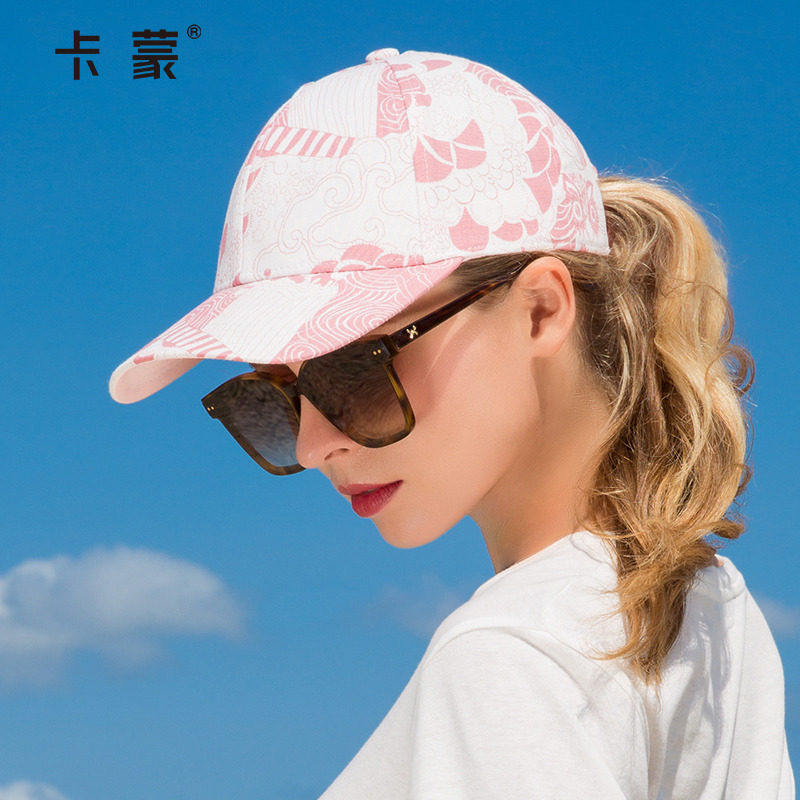 卡蒙甜美印花设计师棒球帽潮女夏天户外出游遮阳帽跑步帽子鸭舌帽