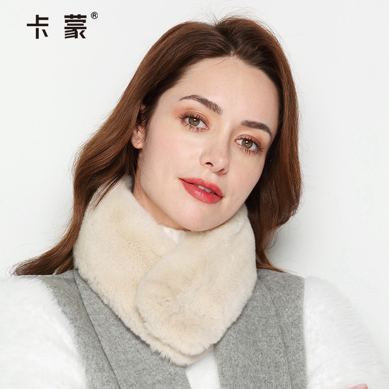 卡蒙纯色兔毛短围脖围巾