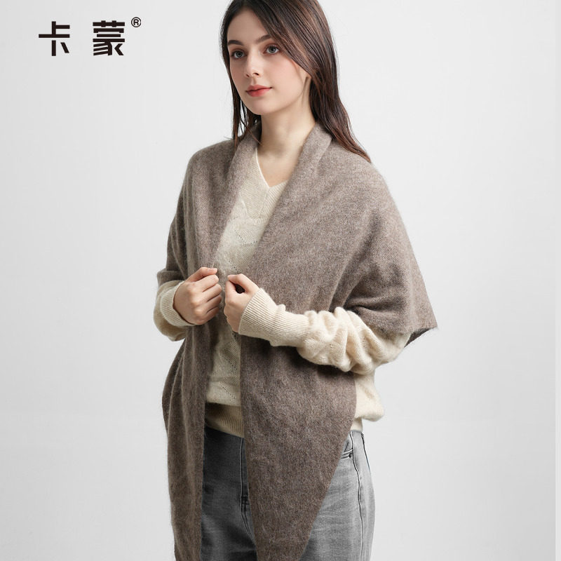 卡蒙新款羊毛围巾披肩外搭高级感冬防风防寒保暖斗篷外套围脖护颈