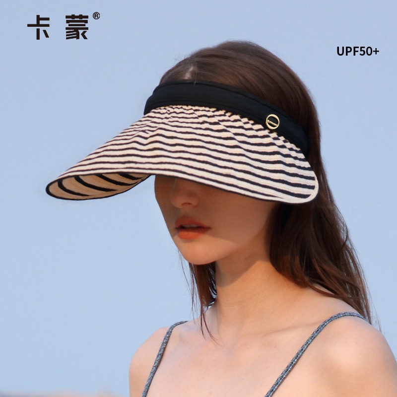 卡蒙空顶防晒帽女夏大帽檐遮阳帽防紫外线2025新发箍太阳帽可折叠