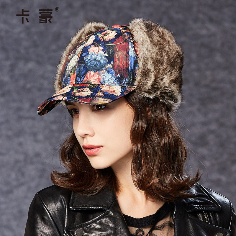 冬天帽子女士冬季棉帽可调节护耳棒球帽卡蒙骑行帽加厚东北帽冬帽
