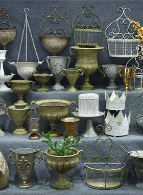 复古奖杯花盆铁艺庭院花园杂货
