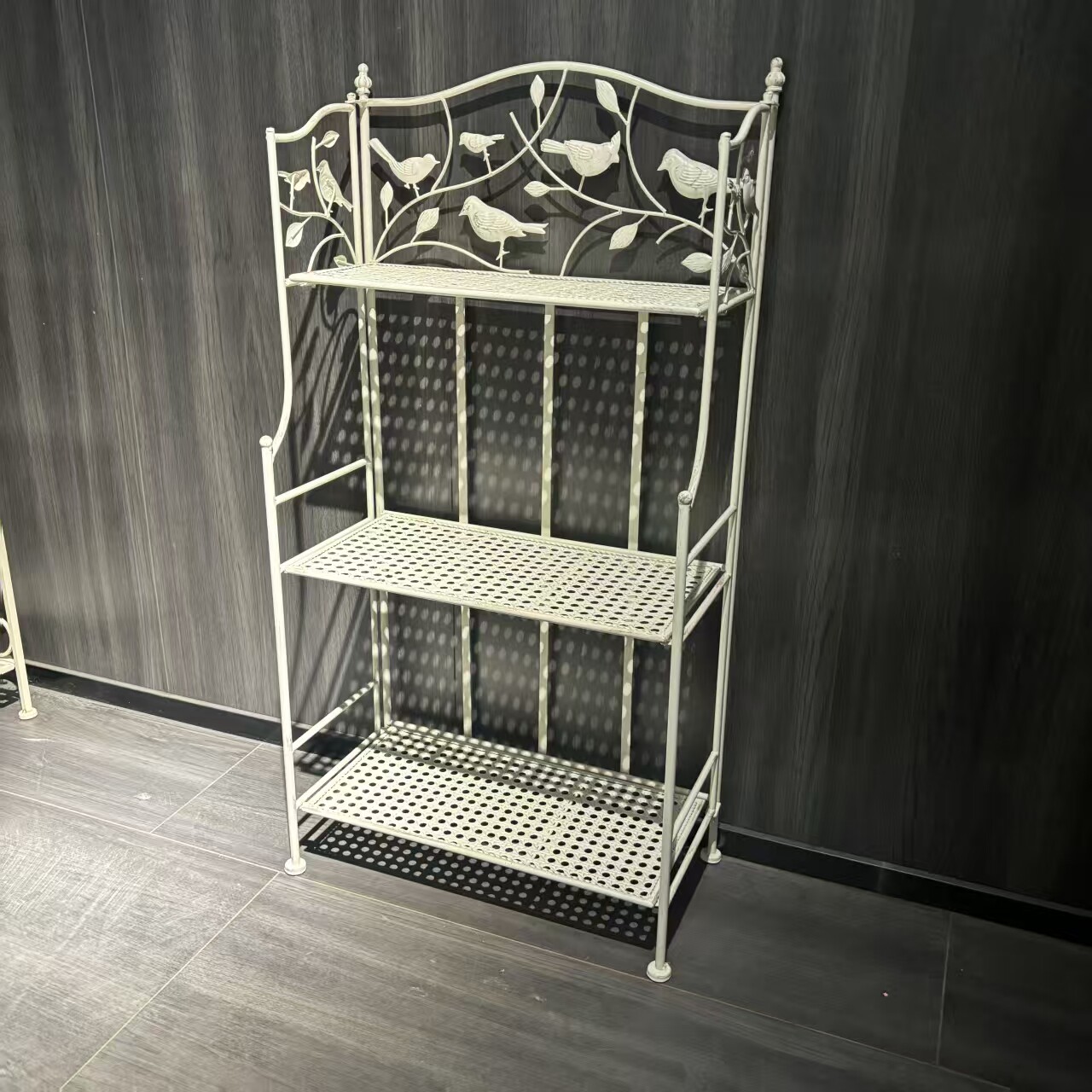 白色做旧三层花架户外花盆架子置物收纳架层架尺寸60x30x116cm