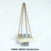 高度12 铁皮桶实木吊篮挂盆 直径16