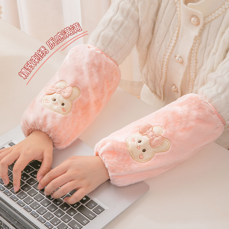 袖套新款冬天耐脏长款可爱办公室羽绒服秋冬套袖卡通防脏女款护袖