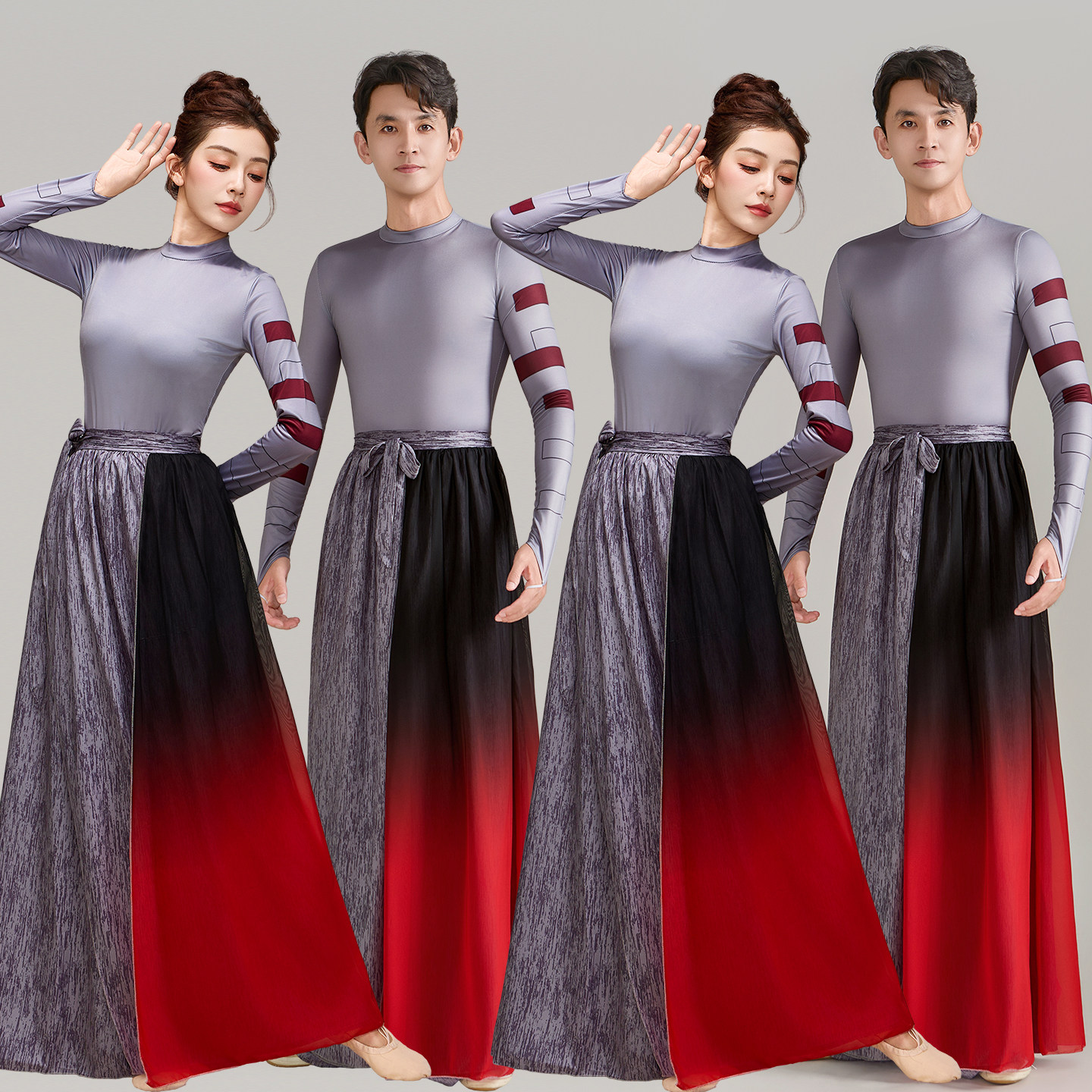 男女同款团体群舞云起舞蹈表演服图片
