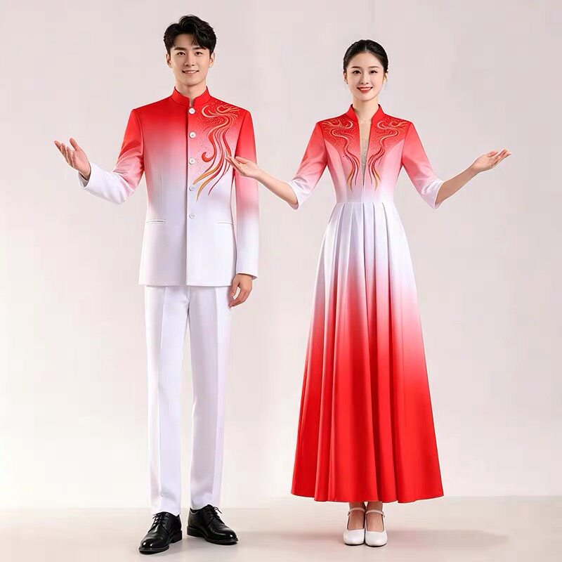 新款大合唱服演出服女长裙成人图片
