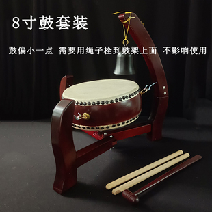 台湾牛皮鼓铃鼓可折叠实木铃子鼓三角支架寺院法器小鼓铃鼓架帝钟
