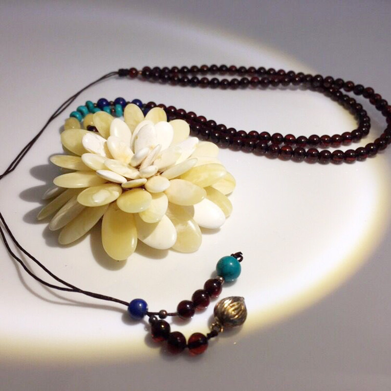 蜜蜡胸针欧洲手工制作 天然海飘白花蜡雏菊毛衣链 胸针吊坠两用