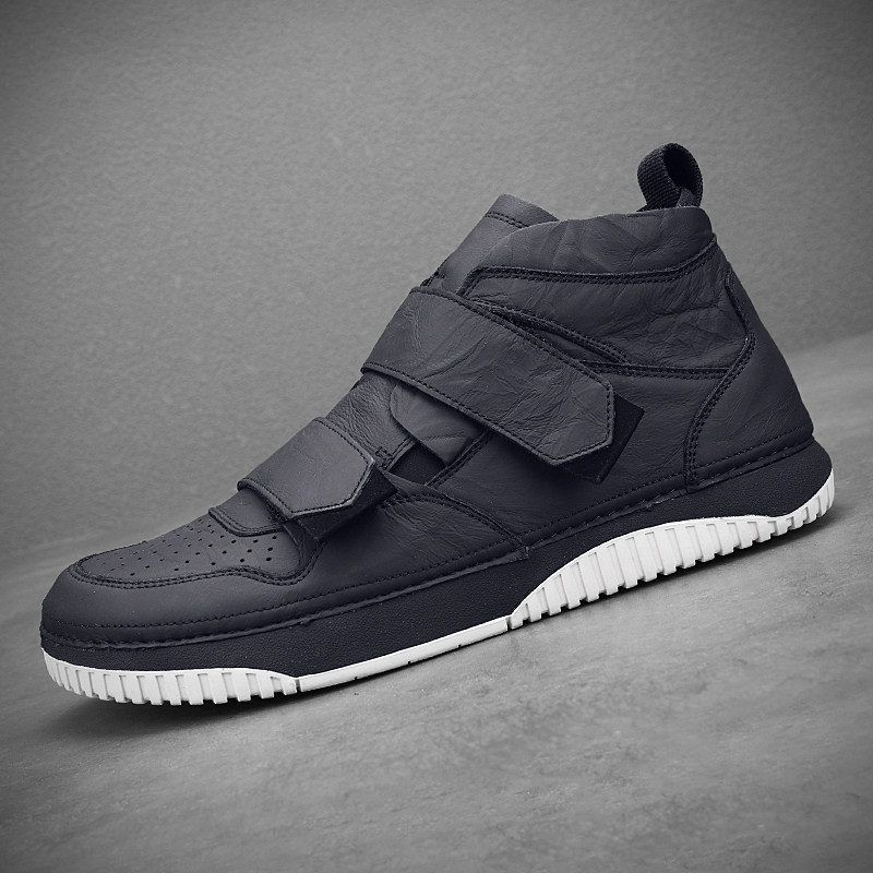 头层牛皮白色男靴子韩版潮流魔术贴小丑靴男高帮真皮平底中帮短靴|ruв категории Мужская обувь, сапоги - от Buy2taobao.com для оказания профессиональной услуги покупки агента Taobao