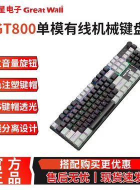 GreatWall/长城GT-800机械键盘104键透光电竞游戏机RGB青轴械键盘