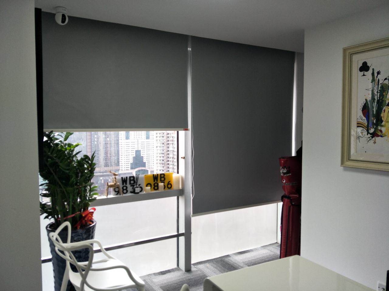 定制办公室卷帘窗帘全遮光隔热防晒卷拉式阳台卫生间遮阳帘深圳