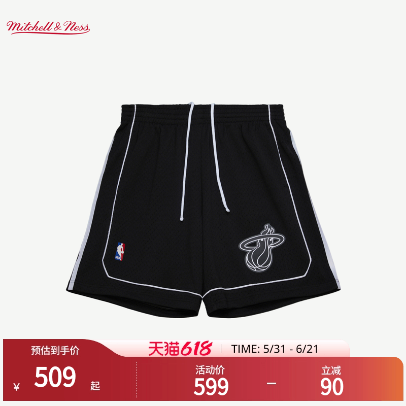 MN热火队11-12赛季球裤美式复古百搭正品运动短裤SW球迷版男NBA