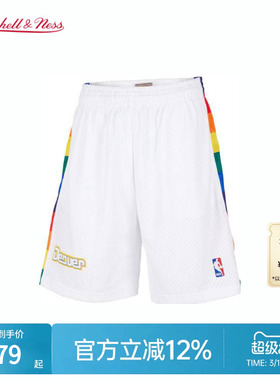 MN掘金队91-92赛季球裤经典潮流彩虹撞色球迷版正品运动短裤男NBA