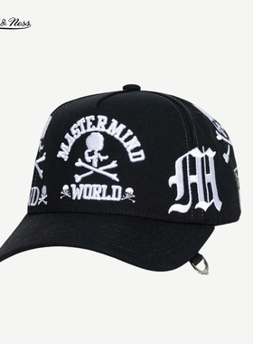 【MASTERMIND联名】MN棒球帽潮流暗黑经典骷髅刺绣立体加宽弯檐帽