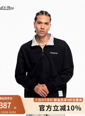 mitchell&ness卫衣外套简约显瘦百搭半拉链polo领运动上衣男MN