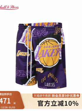 mitchell&ness短裤马刺热火76人湖人潮流复古休闲运动短裤男MN