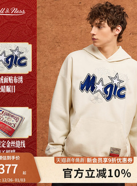 mitchell&ness卫衣魔术勇士湖人公牛美式连帽宽松运动卫衣男MN