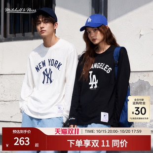 MN官方【MLB联名款】长袖T恤LA道奇/NY洋基复古百搭运动上衣男女