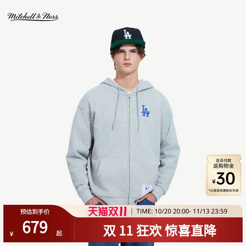 MN官方【MLB联名款】LA道奇NY洋基学院风羊羔绒保暖卫衣外套男女