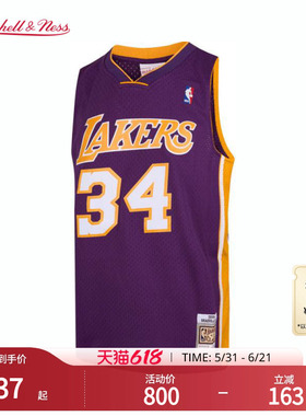 湖人队奥尼尔99-00赛季NBA官方MN复刻34号球衣SW球迷版