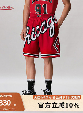 mitchell&ness短裤公牛队BigFace复古美式运动休闲百搭短裤男MN