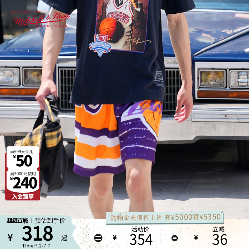 湖人篮球裤mitchell&ness