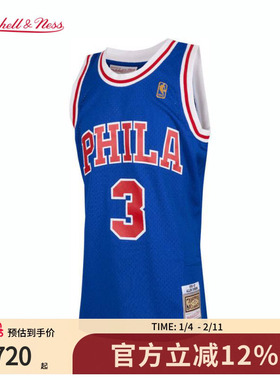 76人艾佛森96-97赛季NBA官方MN复刻3号球衣SW球迷版