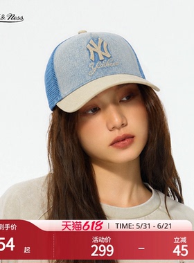 MN官方【MLB联名款】棒球帽LA道奇NY洋基复古百搭休闲弯檐帽男女