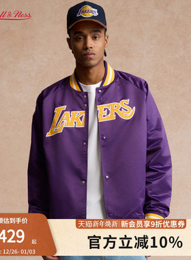 mitchell&ness夹克立领刺绣缎面防风保暖御寒运动棒球外套男MN