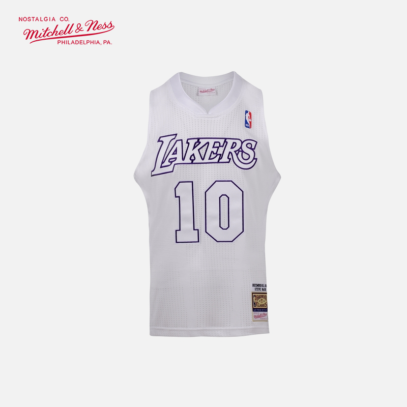mitchell&ness纳什12年湖人队au球员版复古网眼篮球服运动球衣nba