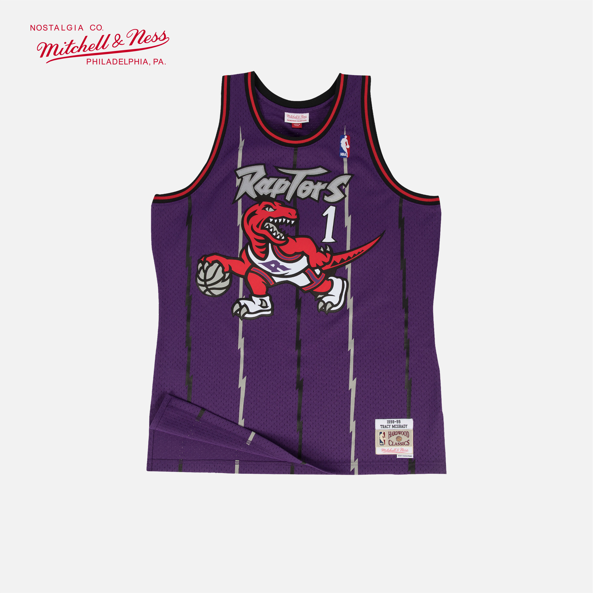 mitchell&ness麦迪98-99猛龙队1号sw球迷复古篮球服运动mn球衣男