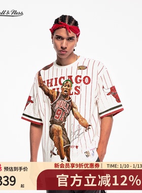 mitchell&ness短袖T恤公牛队猛龙队经典复古圆领运动T恤情侣MN