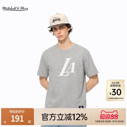 MN湖人队复古百搭短袖T恤男女