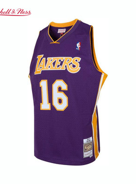 湖人队加索尔08-09赛季NBA官方MN复刻名人堂16号球衣集合SW球迷版