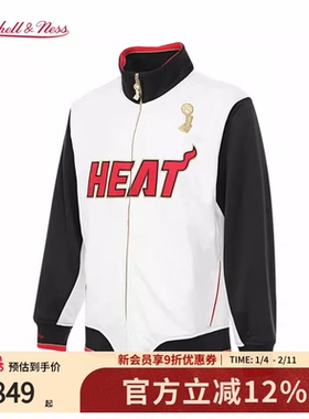 mitchell&nessNBA球队迈阿密热火秋冬白色Energy夹克外套男MN
