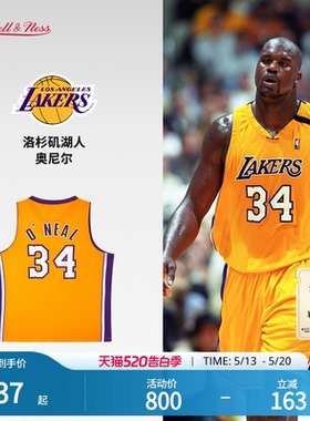 湖人队奥尼尔99-00赛季NBA官方MN复刻34号球衣SW球迷版