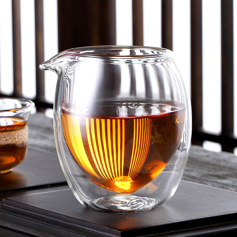 双层玻璃公道杯隔热防烫手茶具图片
