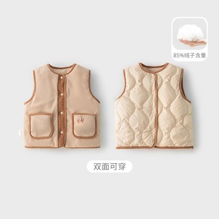 秋冬款宝宝羽绒马甲保暖加厚背心马甲儿童外传中小童宝宝冬季衣服