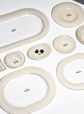 韩国Eding小吃碟耐热玻璃碗盘多巴胺彩色餐具21.5cm-33.5cm系列