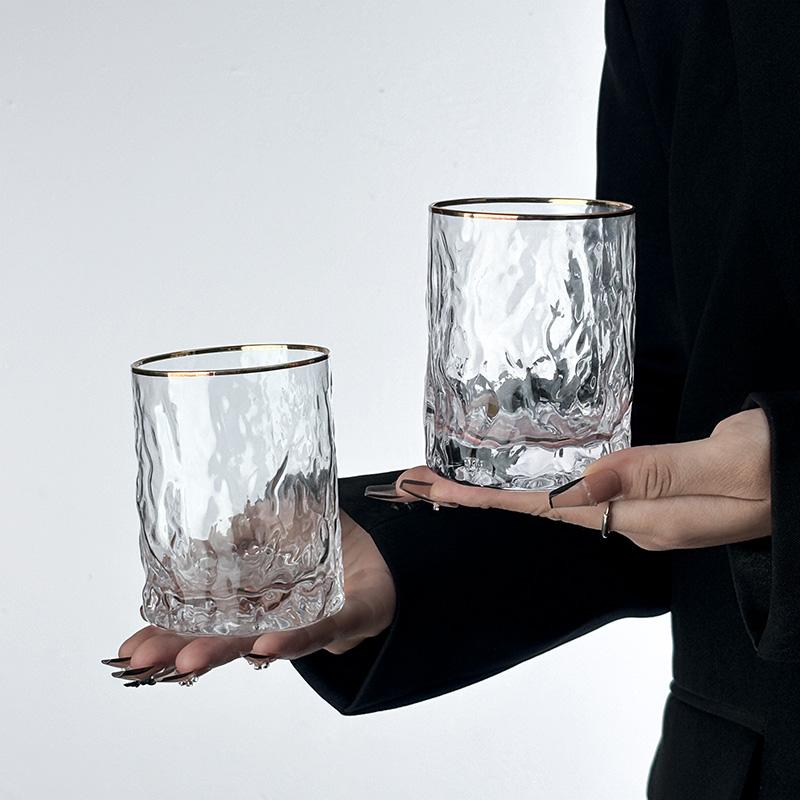 家用创意树纹杯子好看的高颜值玻璃杯简约清新森系描金水杯ins风