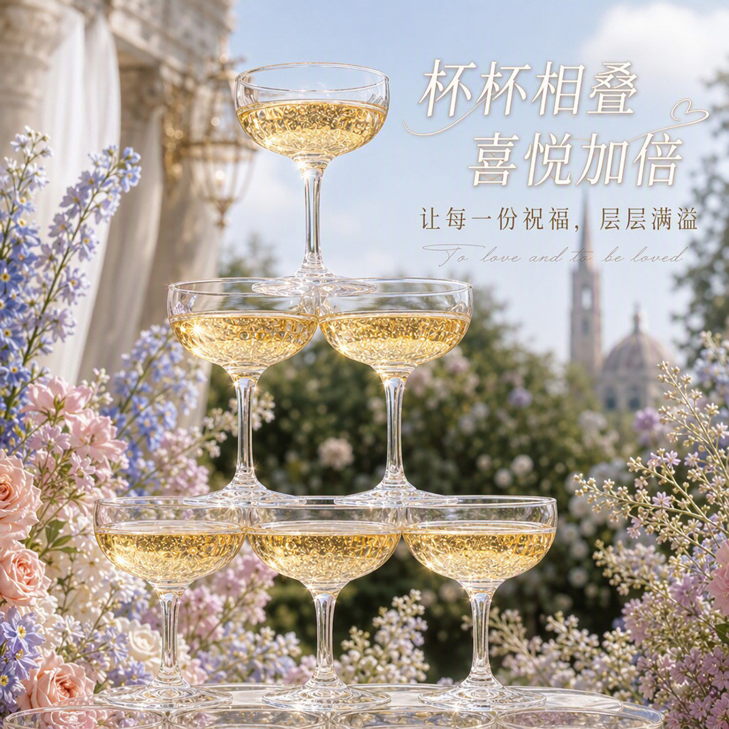 婚礼香槟塔多层庆功宴酒店开业用蝶形鸡尾酒香槟塔杯婚庆道具