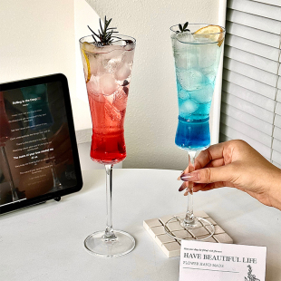 创意鸡尾酒杯小容量玻璃杯冷饮杯奶昔杯果汁杯长饮杯起泡杯香槟杯