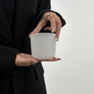 isn简约日式磨砂高级ins鱼鳞办公家用敞口玻璃杯饮料杯个性茶杯