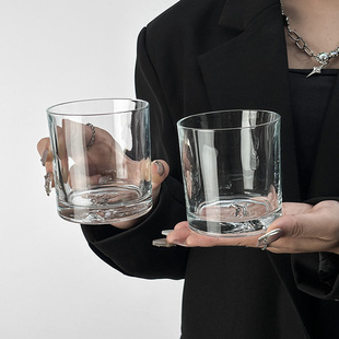 简约创意人参玻璃杯透明玻璃水杯加厚无铅玻璃茶杯家居客厅杯子